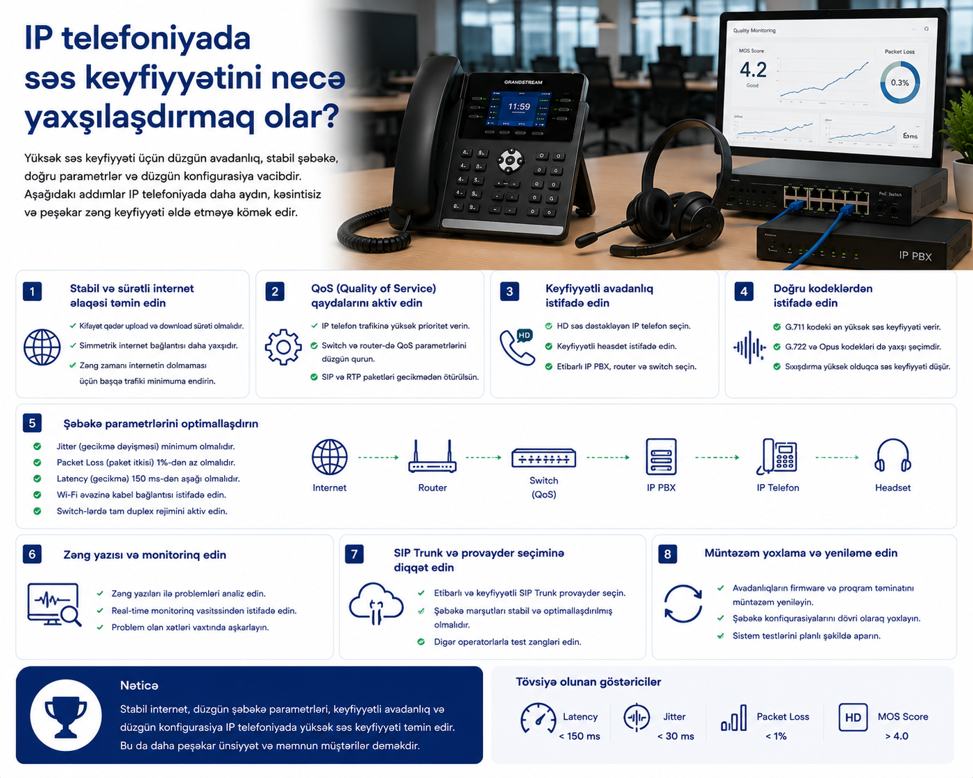 IP telefoniyada səs keyfiyyətini necə yaxşılaşdırmaq olar?